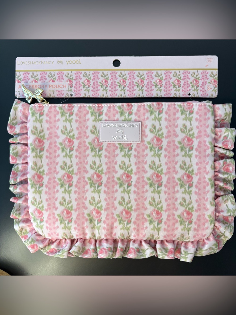 NWT LoveShackFancy x Target- Yoobi Blooming Heirloom Ruffle Accessory Pouch 🩷🤍